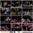 thumbnail image 1 of Magic Scratch Art Paper, Mini Envelope Postcard, Rainbow Night View Scratchboard for Adults and Kids, Art & Crafts Set: 12Sheets Scratch Cards & 7 Tools Drawing Pen, Clean Brush (Colorful Fireworks), 1 of 4