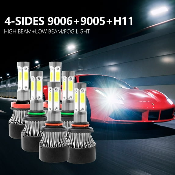 9005+9006+H11 LED Headlight Bulbs, 250000 Lumens Super Bright LED H/Low Beam Headlights 6500K Cool White IP68 Waterproof Headlight