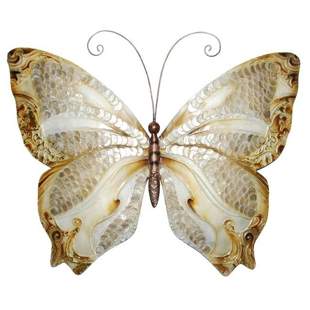 Eangee Home Design m2012 Décoration Murale Papillon avec Écailles de Perles et Bruns