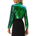 thumbnail image 3 of INSPIRE CHIC Blazer Ouvert pour Femmes Col Cranté Manches Longues Veste à Paillettes Vert TP, 3 of 5