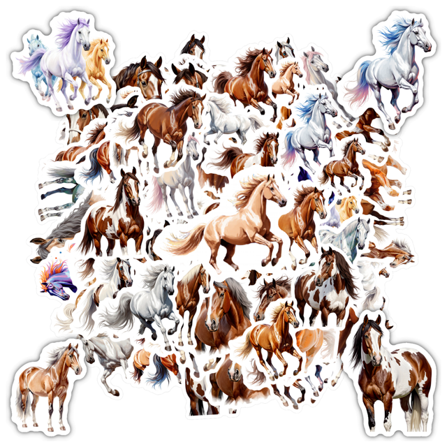 35pcs Realistic Horse Stickers Animal Decals PVC Stickers Kids for Laptops Suitcase Phone