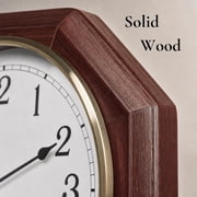 Pendulum Wall Clock - Decorative Wood Wall Clock with Pendulum - Schoolhouse Clock Regulator Design, Battery Operated & Silent, Wooden Pendulum Clock 18x11