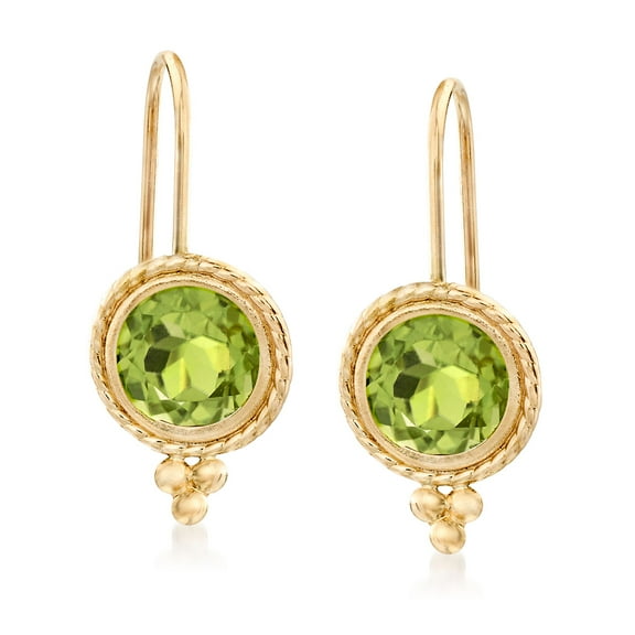 Ross-Simons 1.75 ct. t.w. Peridot Drop Earrings in 14kt Yellow Gold, Women's, Adult
