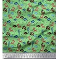 thumbnail image 1 of Soimoi Modal Satin Fabric Floral,Fish & Deer Cartoon Printed Fabric 1 Yard 42 Inch Wide, 1 of 3