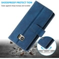 thumbnail image 5 of Wallet Case for Samsung Galaxy S7, Retro 9 Card Holder Slots Zipper Pocket Handbag Case PU Leather Magnetic Closure Kickstand with Wrist Strap TPU Shockproof Flip Case - Blue, 5 of 16