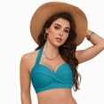 thumbnail image 4 of HCNTES Women's Knot Strapless Backless Swimwear Sleeveless Tube Bikini Top(L,a119-Navy), 4 of 9