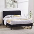 thumbnail image 2 of VECELO Full Size Bed Frame, Modern Upholstered Platform Bed Frame with Adjustable Headboard, Wooden Slats Support/No Box Spring Needed, Black, 2 of 11