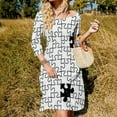 thumbnail image 3 of puzzle black and white Womens Summer Dress Tie Back A Line Flare Dress, 3 of 9