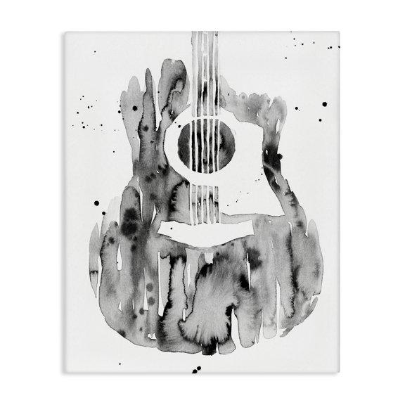 Stupell Industries Contemporary Abstract Guitar Watercolor Pattern Canvas Art, 16 x 20, by Annie Warren