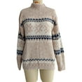 thumbnail image 2 of Ahabrexf Button Down Shirts for Women, Christmas Knitted Half High Collar Snowflake Sweater, 2 of 4