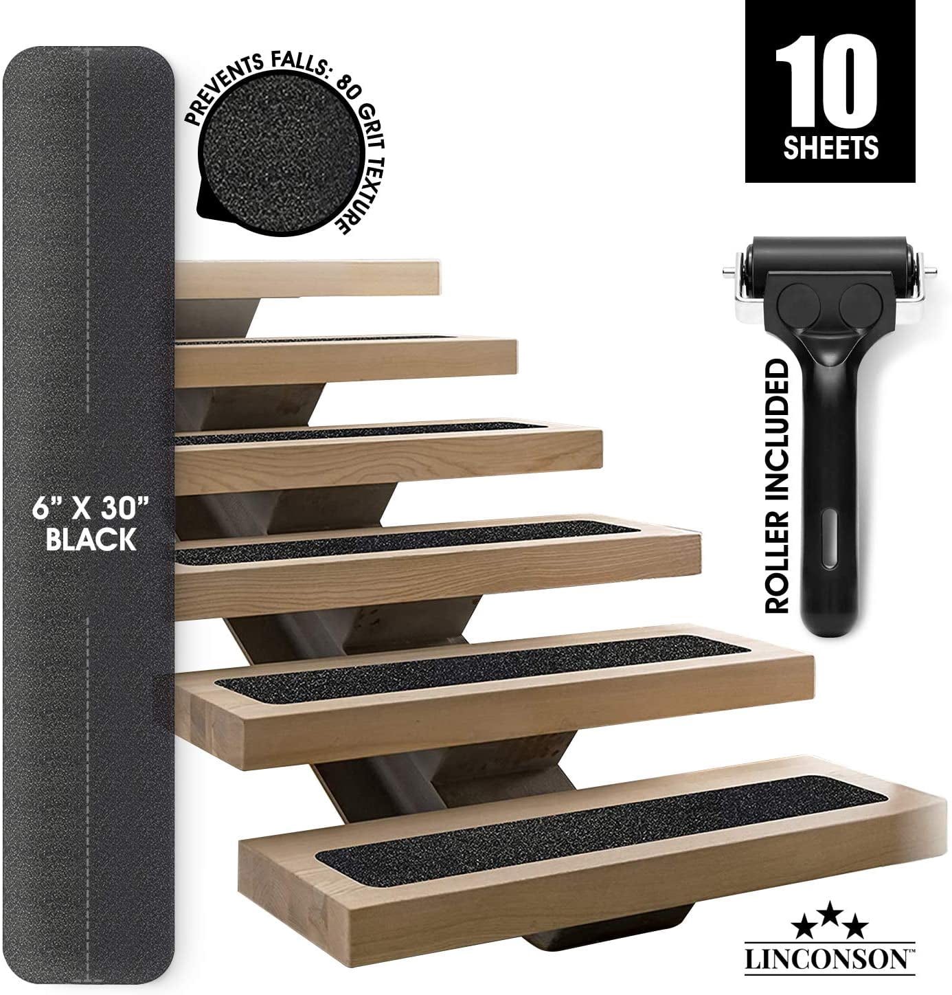 DecorX Black Slip Resistant Stairs Tread Grip Tape | 6” x 30” | Anti