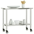thumbnail image 2 of vidaXL Kitchen Work Table with Wheels 43.3"x21.7"x33.5" Stainless Steel, 2 of 10