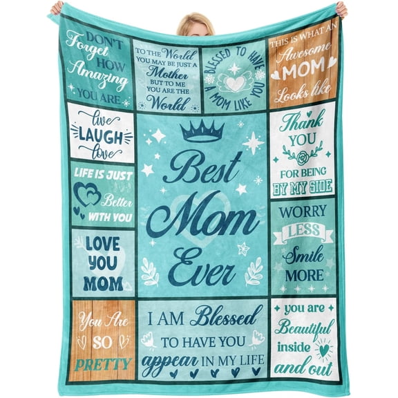 Valentines Day Gifts for Mom, Mom Birthday Gifts Blanket, Moms Gift for Women from Daughter Son, Best Mom Ever Present for Mother Mommy Mothers Day 60" x 50", Green