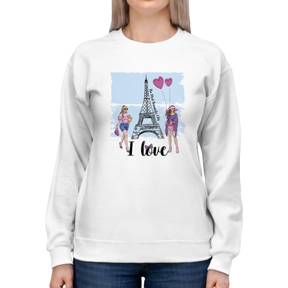 Love Paris Sweatshirt Women -SPIdeals Designs, Female Small