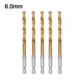 thumbnail image 1 of 5pcs HSS Drill Bit Set High Speed Steel /4 Hex Shank .5-6.5mm Hexagonal Handle 6.0mm, 1 of 9