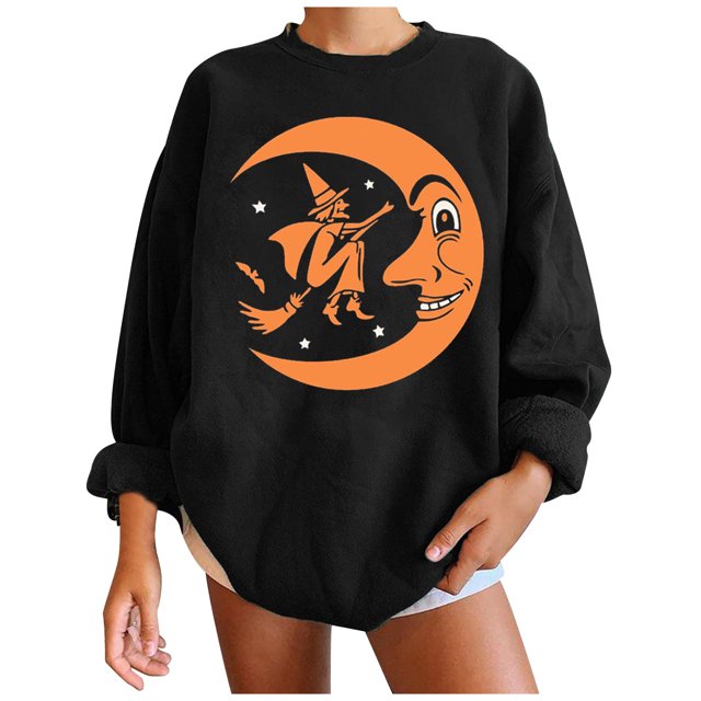Sudaderas con capucha estampadas de manga larga informales para mujer a la moda de Halloween Pompotops gfhjh1384