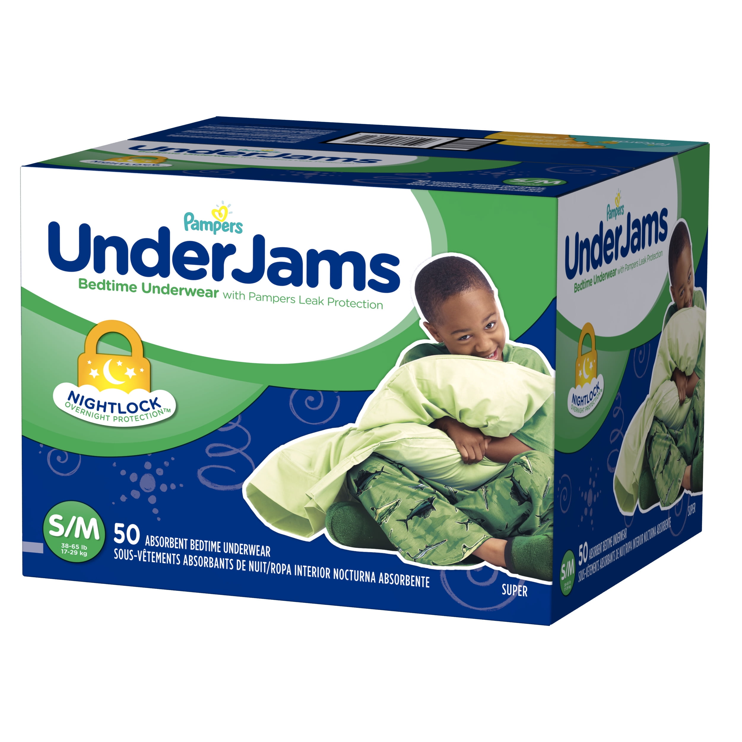 38-65 lbs Pampers UnderJams Bedtime Underwear Boys Size S/M Pack of 2 
