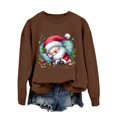 thumbnail image 1 of EHQJNJ Sweatshirts d'Automne pour Femmes 2024 Sweatshirt de Noël pour Femmes Père Noël Manches Longues Col Rond Vacances Sweatshirt de Noël Bleu Sweatshirt pour Femmes Graphique Tendance Maman, 1 of 4