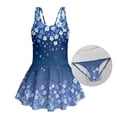 thumbnail image 6 of Tutolipy Blue Ditsy Floral Pattern Wide Straps Girls One Piece Swimsuit, Quick Dry Built in Shorts Sleeveless Bathing Suit for Beach Summer Size 10-11 Years, 6 of 8