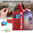 thumbnail image 3 of Wallet Case for Samsung Galaxy S23 Plus, Butterfly Embossed Pattern Luxury PU Leather Magnetic Flip Folio Cover with Card Slots Holder Kickstand Wrist Strap Soft Silicone Shockproof Case,Red, 3 of 8