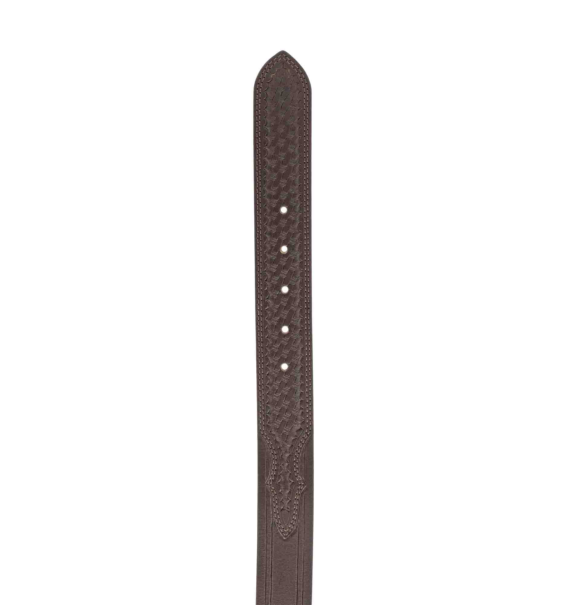 Men's Wrangler 38mm Western Emobssed Basket Weave Leather Belt