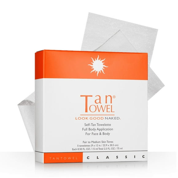 ($29 Value) Tan Towel Total Body Self-Tan Towelette, 5 Ct Tan Towel belleza