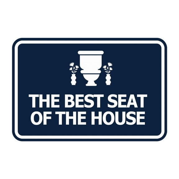 Signs ByLITA Classic Framed The Best Seat Of The House Sign (Navy Blue/ White) - Large
