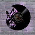 thumbnail image 1 of Reloj de pared con disco de vinilo musical, reloj de pared con luz Led con estilo de guitarra, reloj de vinilo, decoración de pared de salón, regalos únicos para amantes de la música Feliz Sencillez, 1 of 5