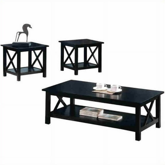 Bowery Hill 3 Piece Coffee Table Set in Dark Merlot