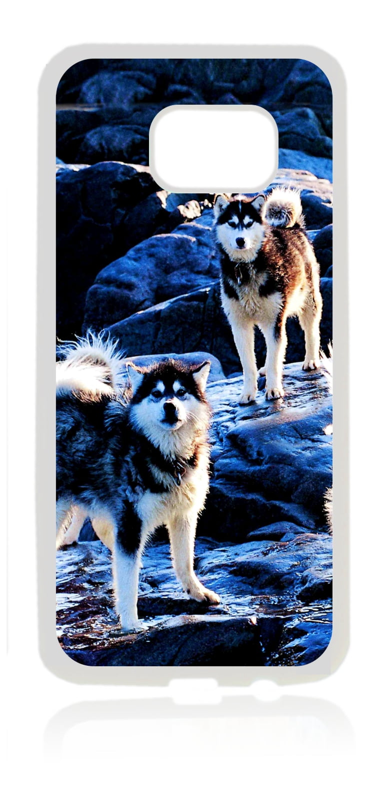 Husky Dogs on Snow Tipped Mountains Animal White Rubber Thin Case Cover for the Samsung Galaxy s7 - Samsung Galaxys7 Accessories - s7 Phone Case