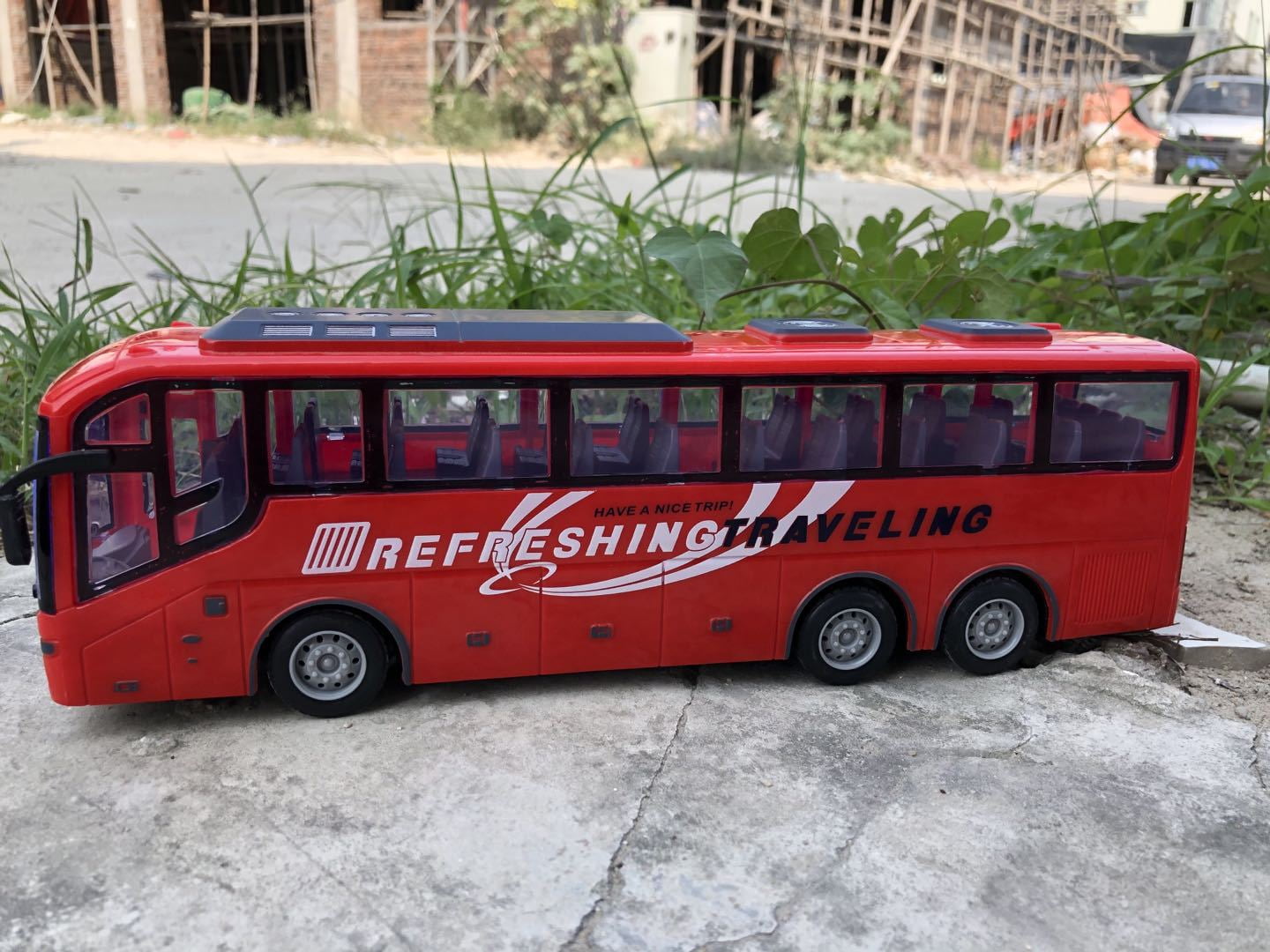 AIGIA 1:30 Scale 27MHZ Lights Simulation School Bus Rc Bus Electric Remote Control Car with Light School Bus Toys