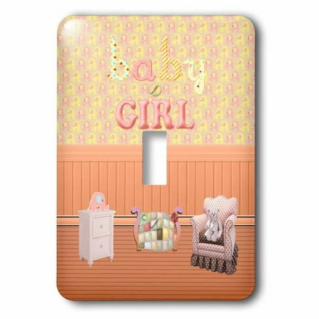Quilt Display Chest 3dRose Beautiful Girl Room, Quilt on Bed, Bear on Chair, Elephant on Dresser, Single Toggle Switch ()
