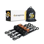 Strapinno Retractable Ratchet Straps 1 in x6ft, with Rubber-Coated Handles, S-Hooks, Secure Cargo Tie-Downs for Motorcycles, Bikes & Daily Use, Breaking Strength -1,500LBS/680KG (4 PK)