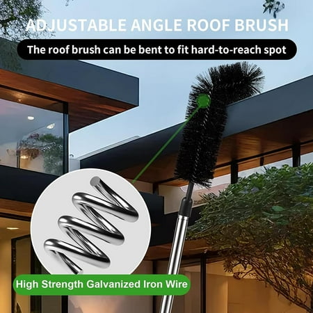 HAVELOR Retractable Gutter Cleaning Brush 126 Inch Extendable Pole for Ladder-Free Cleaning Removes Leaves and Cobwebs from Roof Gutters(green 1pcs)