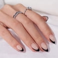 thumbnail image 3 of BTArtbox Press On Nails - Black French, Short Almond, Lamp-Curable, 4-Week Wear, Easy-to-Apply, 32 Count All-in-One Kit, 3 of 8