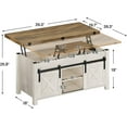 thumbnail image 3 of Lift Top Coffee Table, 4 in 1 Multi-Function Farmhouse Coffee Tables with Storage and Hidden Compartment, Convertible White Coffee Table Converts to Dining Table for Living Room, Brown Top, 3 of 7
