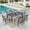60" x 38" Patio Table, variant on SUMMIT LIVING 5-Piece Outdoor Patio Dining Set, Wood-Grain Square Patio Table and High-Back Textilene Chairs(350 lbs Capacity), Patio Dining Furniture for 4, Teak and Brown-Gray