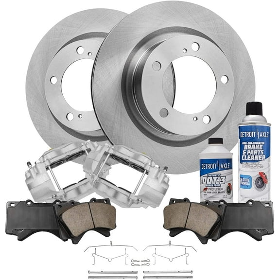 Detroit Axle - Front Brake Kit for 2008-2016 Toyota Sequoia, 2007-2016 Tundra Brake Rotors Ceramic Brakes Pads Brake Calipers 2009 2010 2011 2012 2013 2014 2015 Replacement