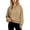 Khaki, variant on Womens Oversized Boxy Cropped Hoodie Drop Shoulder Top with Contrast Metal Tip Drawstring Balloon Cuffs & Pocket Free Design, Casual Lounge Pullover