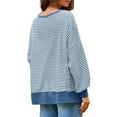 thumbnail image 4 of Sweatshirts for Women, Yigetop Women's Oversized Sweatshirt Knit Striped Long Sleeve Crewneck Casual Loose Pullover Tops Crew Neck Sweatshirts Women, Sky Blue, S, 4 of 6