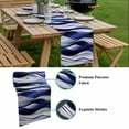 thumbnail image 5 of Navy Blue Striped Ombre Table Runner - 36 Inch Long, Kitchen Dining Table Runner Dresser Scarves, Modern Blue Moire Geometric Farmhouse Decor for Coffee Tables Wedding Party Banquet, 5 of 8