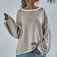 thumbnail image 2 of JINMGG V Neck Sweaters for Women Fall Winter Clearance,Women's Fashion Solid Loose Round Neck Long Sleeve Pullover, 2 of 8
