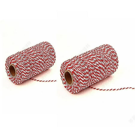 2 Rolls 200m/ 656 Feet Red White Christmas Twine Cotton String, Perfect ...