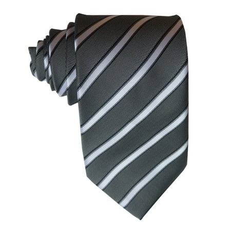 Grey Striped Tie - James Cavolini Italy White Striped Grey Neck Tie