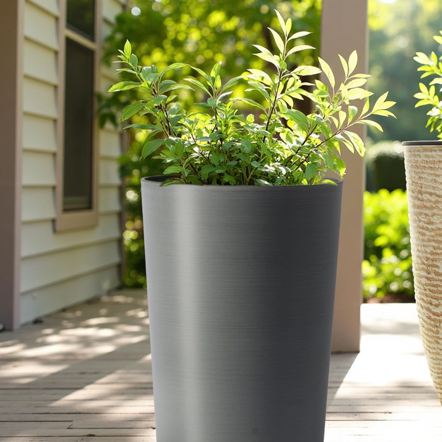Modern Tall 21.7in Planters 2 Pack for Outdoor Plants