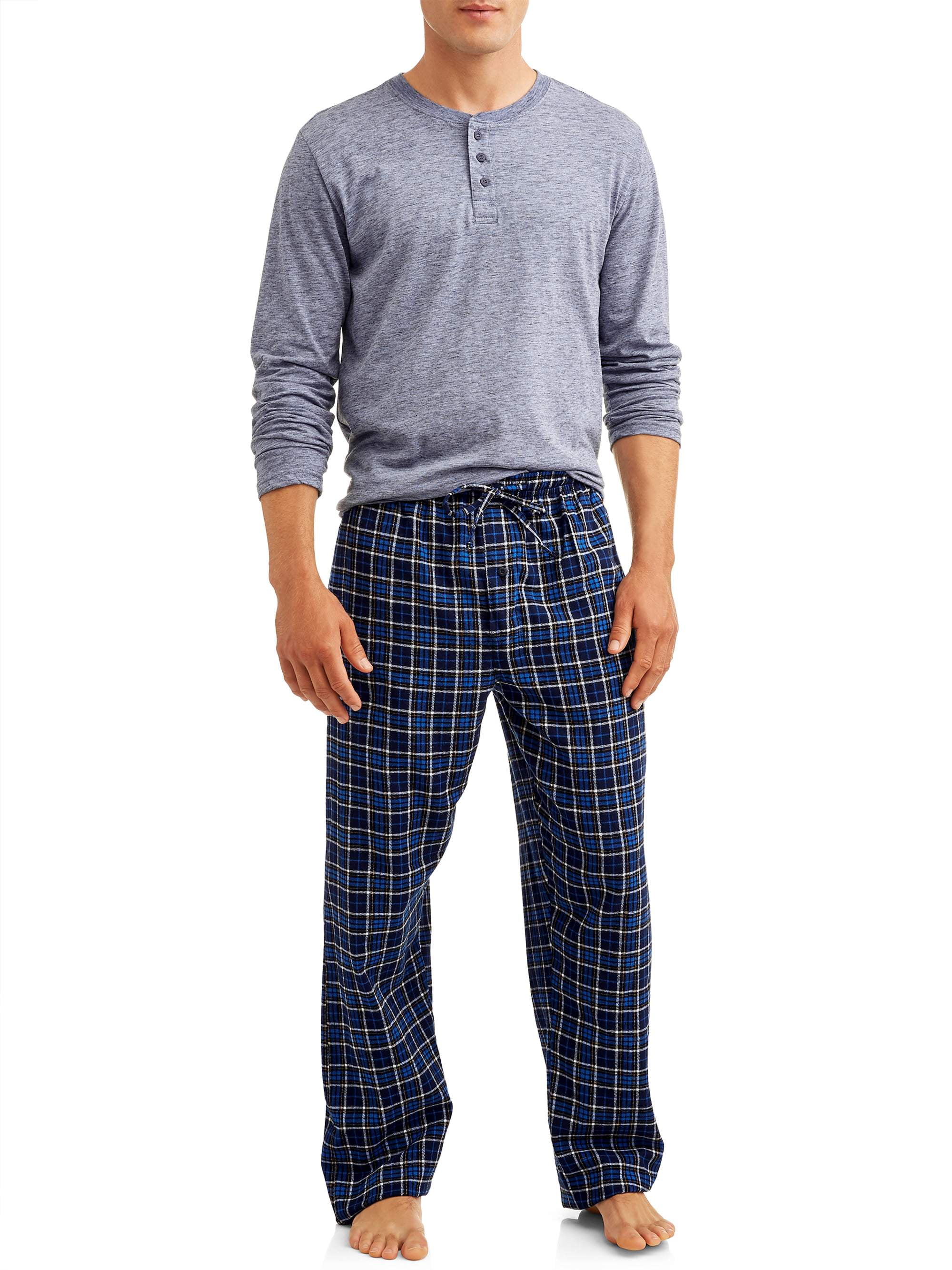 Men's L/S Henley Top with Flannel Pant Sleep Set