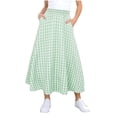 thumbnail image 2 of Kids‘ Plaid Maxi Skirt with Pockets, Casual Comfort Stretch Waist for School and Playground 5-15 Years Green 9-10 Years, 2 of 6