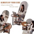 thumbnail image 4 of Yiwa 19.7 Inch Wooden Bedside Table, Round End Side Table with Black Metal Frame and Two-Tier Storage for Living Room, 4 of 6