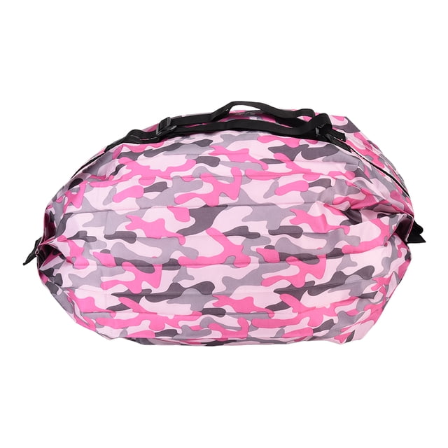 Bolso de hombro de viaje impermeable con camuflaje rosa y rojo, de gran capacidad y plegable para guardar las compras
