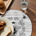 thumbnail image 3 of Vintage Bees Crowns Round 15 Inch Placemats Set of 8, Retro Leaves Rings Gray Wooden HeatResistant Non Slip Place Mats for Dining Table, Wipeable Braided Kitchen Table Mats for Housewarming, 3 of 9